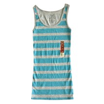 Faded Glory Womens Juniors Casual Tank Top Size S 4-6 Striped Blue Gray - £15.96 GBP
