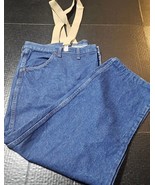 Rustler Suspender Straight Leg Denim Jeans Flat Front Cotton Men&#39;s Size ... - €12,62 EUR