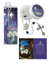 Christmas Nativity Rosary with Case, Pen, &amp; Devotional &quot;Unto us a Child is Born&quot; - £15.68 GBP