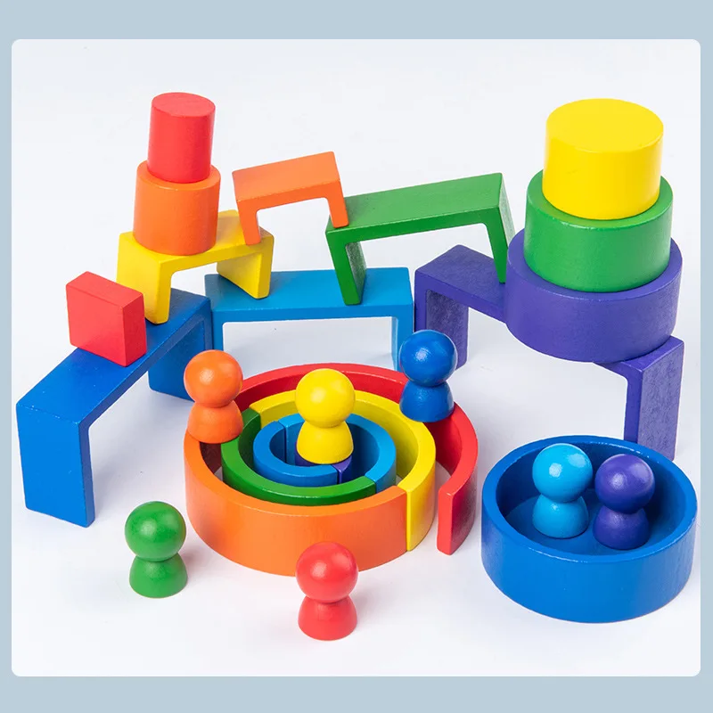 Play New Wooden Building Blocks Toy DIY Aembled RainA Set Play Montessori Early  - £31.18 GBP