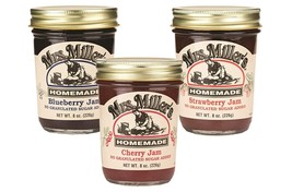 Mrs. Miller&#39;s Sugarless Jam Variety 3-Pack: Blueberry, Cherry, Strawberry - £23.83 GBP