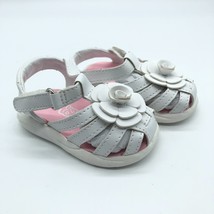 Teeny Toes Toddler Girls Sandals Strappy Faux Leather Floral Applique Wh... - £7.75 GBP
