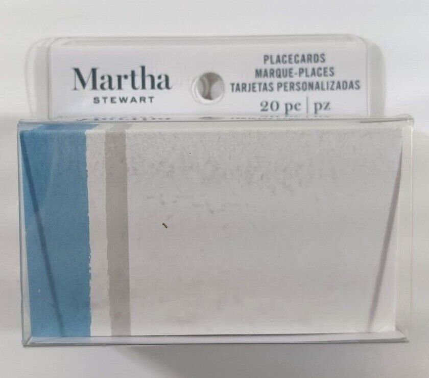 20-Pack Placecards Blue Grey STRIPE Dinner Party Place Name Card Martha Stewart  - $3.95