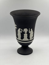 Wedgwood Black Jasperware vase 7&quot; tall - £119.35 GBP