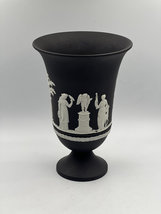 Wedgwood Black Jasperware vase 7&quot; tall - £118.03 GBP