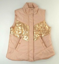 Vince Camuto Pink Rose Gold Foil Puffer Vest Womens Size Large EUC - £55.05 GBP