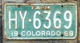 Vintage 1959 COLORADO Farm License Plate - HY-6369 - Green White - $32.73