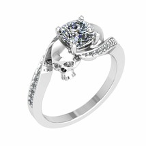 2.Ct White Cushion Cut Diamond Simulated Gothic Engagement Ring 14k white Gold - £197.88 GBP