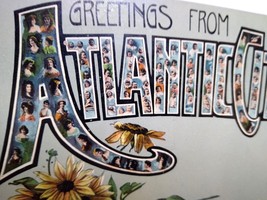 Greetings From Atlantic City New Jersey Postcard Large Letter 1908 Theochrom - £36.07 GBP