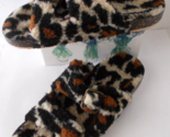 SECRET TREASURES Leopard Print Fuzzy Slippers Double Buckle Flexible Out... - £7.94 GBP