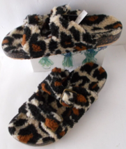 SECRET TREASURES Leopard Print Fuzzy Slippers Double Buckle Flexible Out... - $9.89
