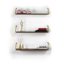 Altai Floating Wall Shelves - Rustic Metal Bracket Triple Bookshelf - $71.99