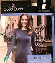 Cuddl Duds Long Sleeve Crew Warm Layers Thumbholes Flexfit Sz L NWT Blue Black - $21.99