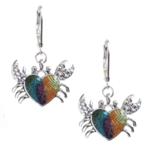 Colorful Heart Crab Dangle Earrings Sterling Silver - £9.66 GBP