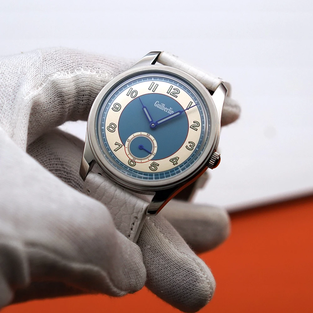 Watch ST17 Vintage Manual Mechanical Watch Salmon Dial Mens Business Wat... - £163.95 GBP