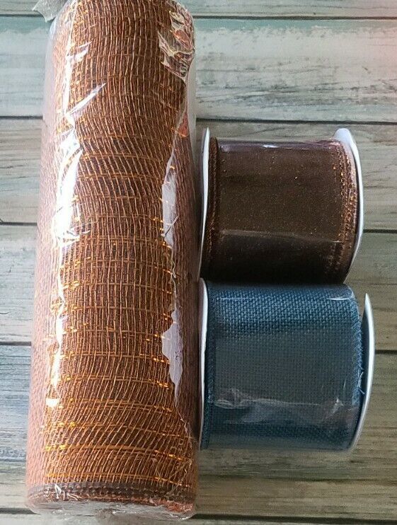 Three (3) Rolls of Decorative Ribbon ~ Deco Mesh ~ Woven Ribbon ~ Craft Projects - $14.96