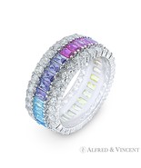 cristal circonita Arcoiris Aniversario Banda Plata de ley 925 con / RODIO - $41.06 CAD