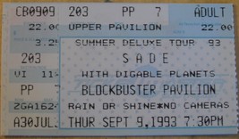 SADE 1993 Ticket Stub Charlotte With DIGABLE PLANETS  Vintage Near mint - $8.75