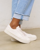 Soludos Ibiza Platform Classic Leather Sneaker White Womens Sz 6.5, 7, 7... - $54.99