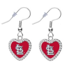 NEW ST LOUIS CARDINALS CRYSTAL MLB CRYSTAL HEART EARRINGS DANGLE DROP WOMEN - $16.90