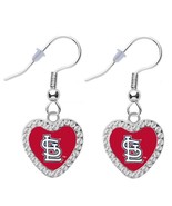 NEW ST LOUIS CARDINALS CRYSTAL MLB CRYSTAL HEART EARRINGS DANGLE DROP WOMEN - $23.11 CAD
