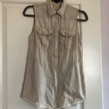 Pre-owned THEORY Beige Tissue Sleeveless Safari Shirt SZ P - £38.35 GBP