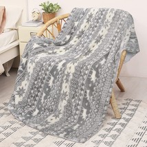 Catalonia Christmas Sherpa Throw Blanket,Super Soft Warm, 50X60 Inches,Grey - £26.74 GBP