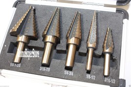 5pcs SAE Step Drill Bit Set HSS Cobalt Multiple Hole 50 Size (TRI-FLAT Shank) - £19.53 GBP