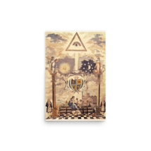 Masonic Temple Pillars and Crest, Freemasonry Print, Vintage Masonic Wall Art. - $19.79+