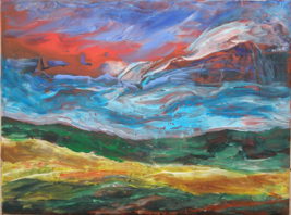 original contemporary acrylic landscape painting on canvas listed by the artist - £46.46 GBP