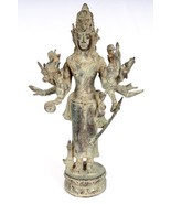 Ancien Indonésien Style Bronze Javanais Debout 16-Arm Shiva Statue - 32c... - $929.10