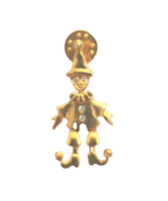 Vintage Gold Tone Moving Clown Jester with Rhinestones pin brooch - $10.52