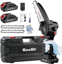 6-inch Mini ChainSaw, SeeSii Cordless Chainsaw with 2x 2.0Ah Batteries Auto-oil - £77.51 GBP