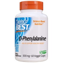 Doctor&#39;s Best D-Phenylalanine, Non-GMO, Vegan, Gluten Free, 500 mg, 60 V... - $20.45