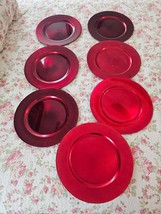 7 Red Colored Round Plate Dish Charger Chargers ~ Used ~ Free Shipping - £23.39 GBP