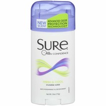 Sure Anti-Perspirant &amp; Deodorant Invisible Solid Fresh &amp; Cool 2.60 oz (Pack of 2 - £15.17 GBP