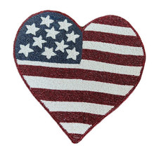 Storehouse Americana &quot; Heart STARS-STRIPES&quot; Patriotic Beaded Placemat Charger - £23.66 GBP