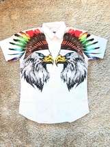 Men Fashion Eagle Colorful Luxury Casual Slim Fit Stylish Short Sleeve Shirt NEW - £15.92 GBP