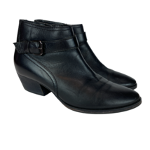 Aquatalia Ankle Boot Booties 8 Black Leather Buckle Strap Zip Block Heel... - £67.68 GBP