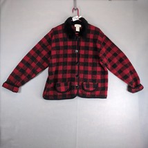 Vtg 90s Tally-Ho Buffalo Plaid Fleece Jacket Women&#39;s L Faux Fur Collar B... - $25.00
