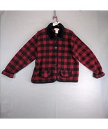 Vtg 90s Tally-Ho Buffalo Plaid Fleece Jacket Women&#39;s L Faux Fur Collar B... - €21,40 EUR