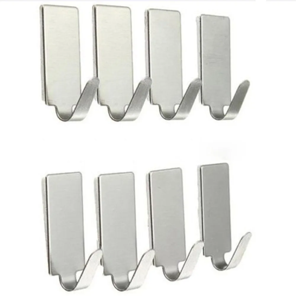 House Home 8pcs Self Adhesive Stainless Steel Towel Hooks Family Robe Hanging Ho - £19.98 GBP