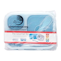 The Gourmet Trio Silicone Lunchbox New Collapsible Air North Texas Blue Fork - £15.71 GBP