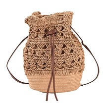 Summer Straw Women Bags Exquisite Hand-Woven Handbag Rattan Bucket Tote Drawstri - £20.72 GBP
