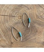 Sterling Silver Artisan Turquoise 3 Stone Ball Hook Threader Earrings - €29,33 EUR