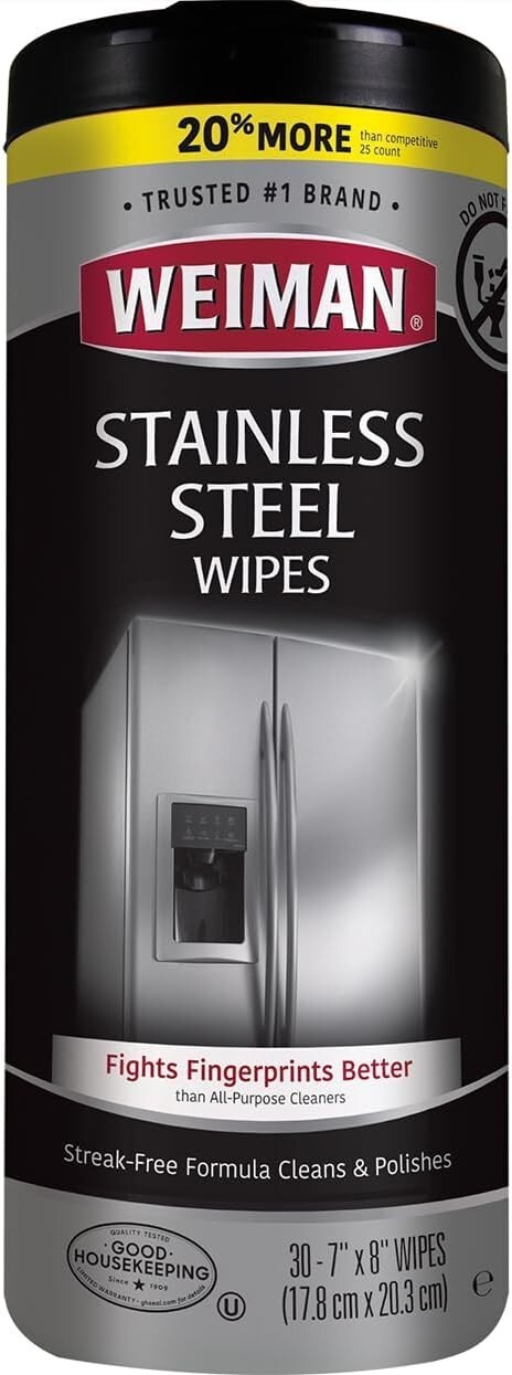 Weiman Stainless Steel Appliance Cleaning Wipes, Streak-Free Shine, 30 W... - $9.95