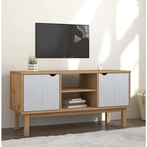 TV Cabinet Brown and White Solid Pine Wood, Engineered Wood - $3,380.18 MXN
