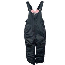 All In Motion Youth Girls&#39; Black/Pink Fleece Lined Snow Bibs Large 10/12 - £13.72 GBP