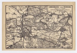 1897 Antique Map Of Vicinity Of Dessau / SAXONY-ANHALT / Germany - £13.66 GBP