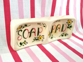 Charming Vintage 1940&#39;s Soap Bar and Scour Pad Floral and Pastel Ceramic Dish - £15.98 GBP